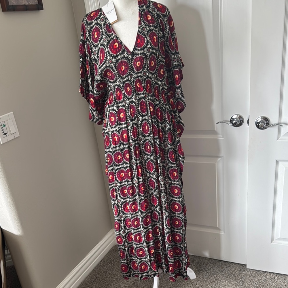Floral V-Neck Kaftan Style Maxi Dress